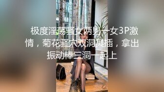   极度淫荡骚女两男一女3P激情，菊花骚穴双洞其插，拿出振动棒三洞一起上