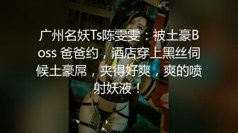 广州名妖Ts陈雯雯：被土豪Boss 爸爸约，酒店穿上黑丝伺候土豪屌，夹得好爽，爽的喷射妖液！